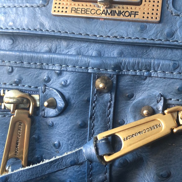 Rebecca Minkoff Lyric Blue Ostrich Leather Satchel - Picture 4 of 7